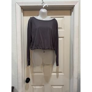 FLX Long sleeve Urban Commuter Crop Top Size Medium Cotton/Modal Drawstring